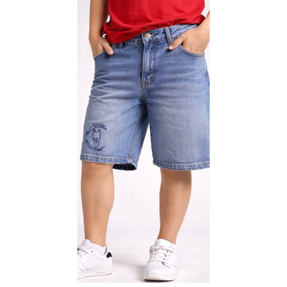 Phat Farm Denim Shorts Boys 5 Blue Embroidered Y2K Streetwear Kids
